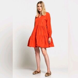 Felicite Puff Sleeve Dress in Bright Orange